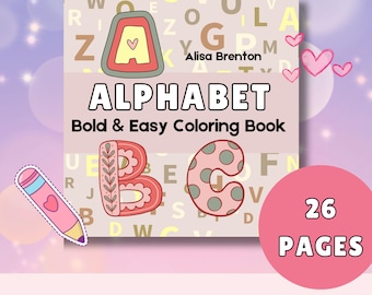 Bold Easy Alphabet Coloring | Simple ABC Designs | 26 Pages | Alcohol Marker Coloring | Instant Download