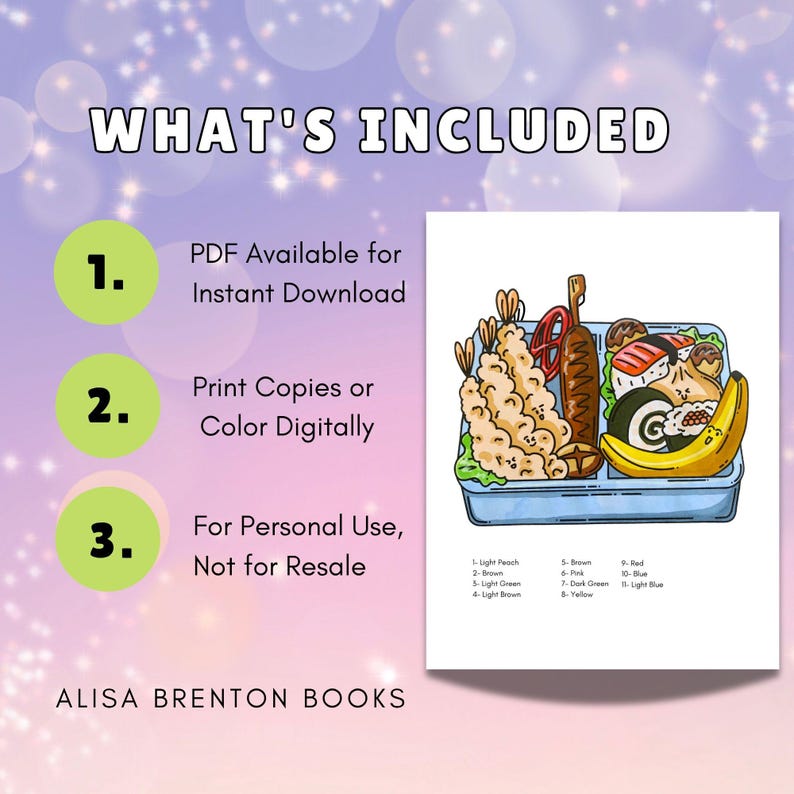 Bento Box Color by Number Pages: Japanese Food Art (PDF Download) - Etsy
