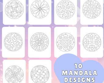 Geometric Mandala Coloring Pages: Simple Designs (PDF Download)