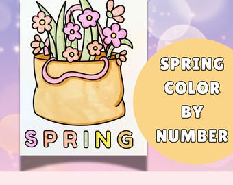 Spring Flowers Color by Number Worksheet: Easy Classroom Activity (PDF Download)