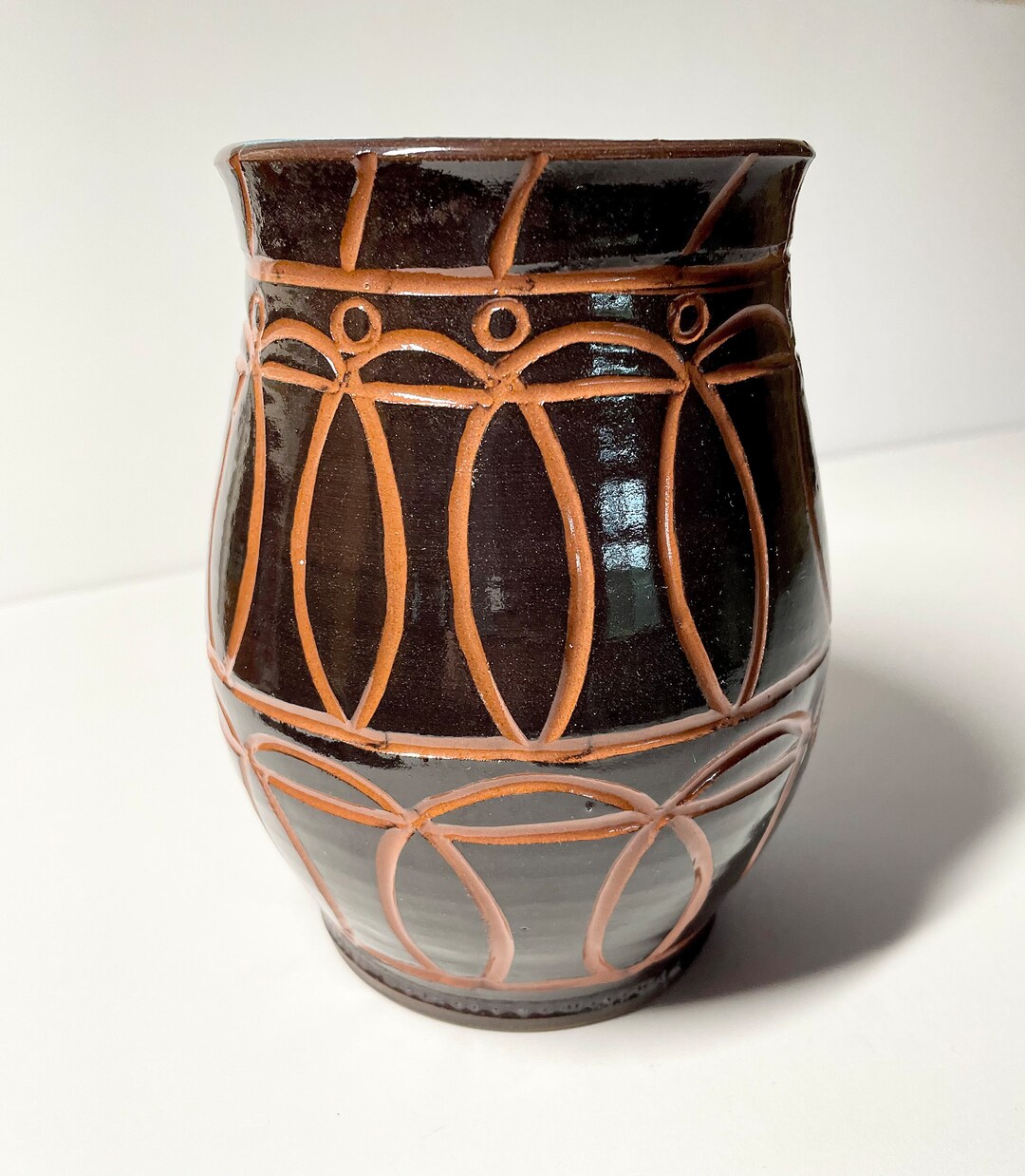 Jamaican Pottery Vase With Primitive Designs Etsy