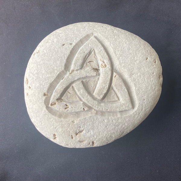 Stone Carved Celtic Triquetra Trinity Knot