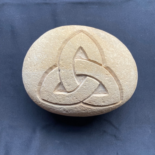 Stone Carved Celtic Triquetra Trinity Knot