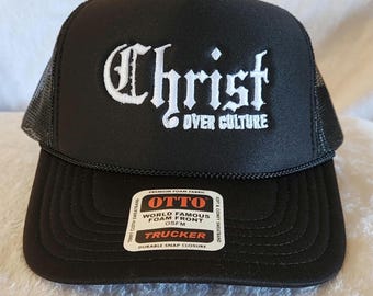 Cristo sobre la cultura - Gorra trucker snapback de espuma – Gorra cristiana, gorra de béisbol