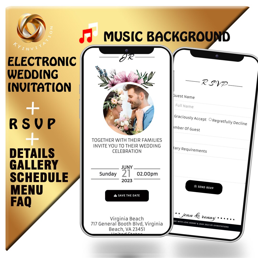 Wedding site Digital Invitation RSVP With Music Etsy