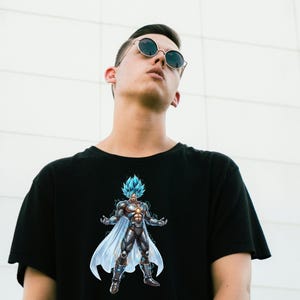 Camiseta de Dragon Ball Z Cyberpunk Anime Hero, Goku Piccolo de ciencia ficción, arte de ciencia ficción, calcomanía de arte DIY Cyberpunk Anime Hero, Goku Piccolo futurista