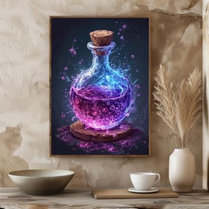 Arcane Elixir – Fantasy Potion Bottle Digital Art | Witchy Wall Print | Magical Aesthetic Download | DnD Potion Decor