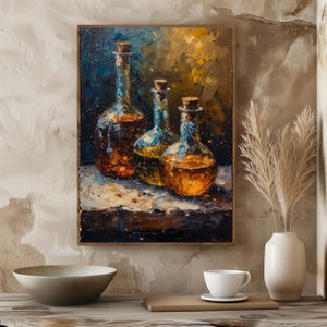 The Alchemist’s Trio – Potion Bottle Digital Art | Witchcore Wall Decor | Fantasy Elixir Printable | Apothecary Potion Download
