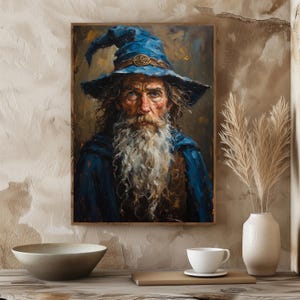 神秘的な魔法使いの肖像画デジタルダウンロード - すぐに壁を飾れる賢者のファンタジーアート