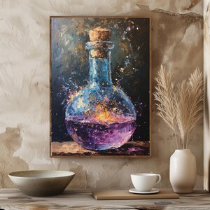 Galaxy Potion Digital Print | Magical Purple Elixir Wall Art | Mystical Fantasy Bottle Download | Witchcore Alchemy Decor
