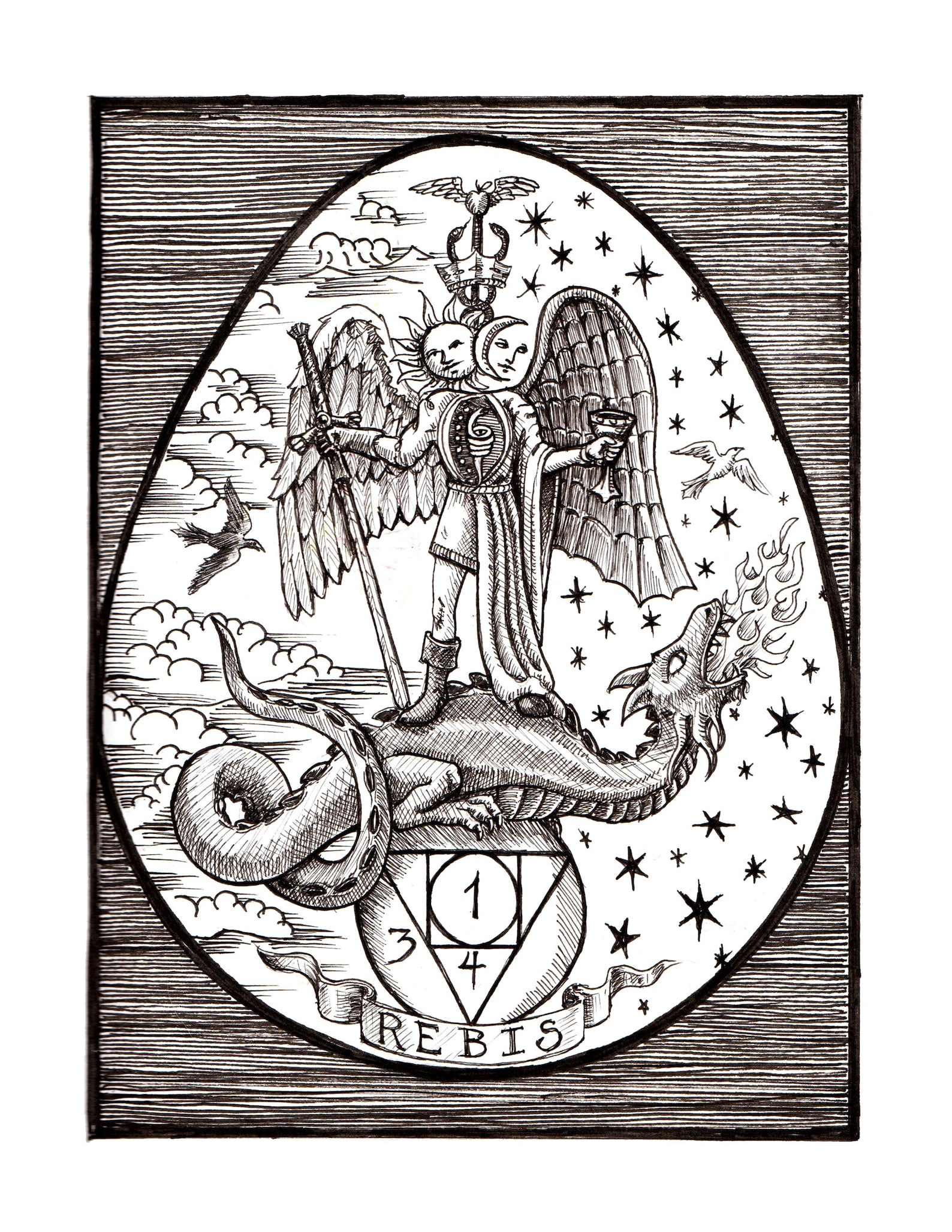 Rebis | Alchemy Original Art Print | Pen on Paper Illustration - Etsy