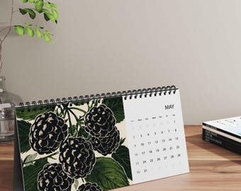 Rustic Fruit 2027 Desk Calendar Cottage Garden Home Office Accessory Farmhouse Decor 12-month Flip Calendar 10 x 5 Nature Gift for Co-worker