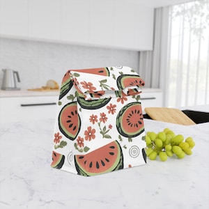 Watermelon Reusable Lunch Bag Summer Fruit Insulated Lunch Tote Eco-Friendly Sack for School, Work, Picnics Pink Back to School Teacher Gift
