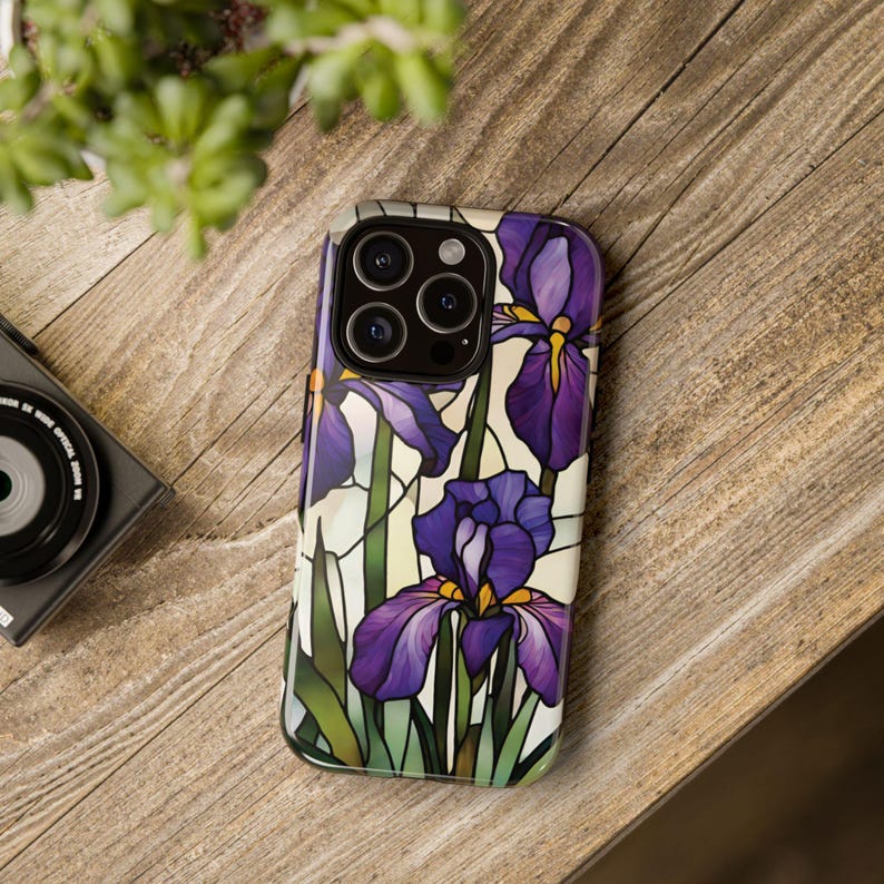 Stained Glass Iris Phone Case, glossy, iPhone 16 Pro