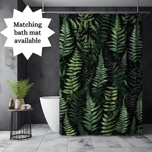 Green Forest Ferns Shower Curtain Botanical Cottagecore Nature Maximalist Decor Forestcore Fern Bathroom New Home Nature Lover Gardener Gift