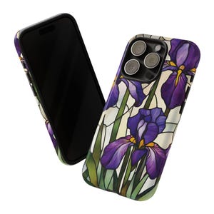 Stained Glass Iris Phone Case, glossy, iPhone model