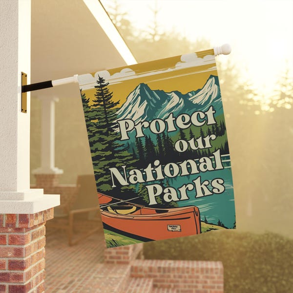 National Parks Garden Flag Retro Park Support Outdoor Decor Mountain Lake Wilderness Flag for Home, Shop Nature Lovers Decor Gift for Hikers