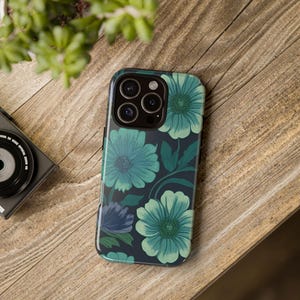 Blue Floral Tough Phone Case Vintage-style Flowers Cover Botanical iPhone Case for iPhone/Samsung models Cover Garden Florals Gift for Her