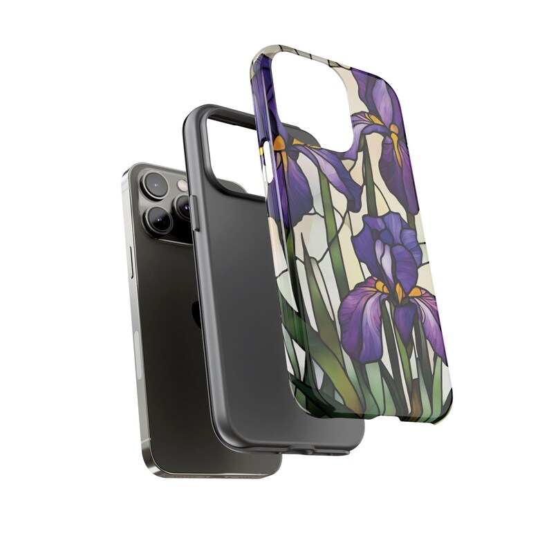 Dual-layer case, Stained Glass Iris Phone Case, glossy, here for iPhone models