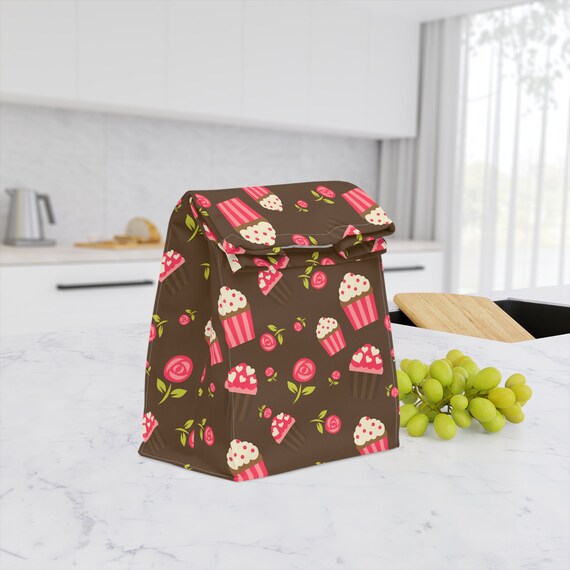 Retro Pink Cupcake Lunch Bag Made With Insulated Polyester Trendy
