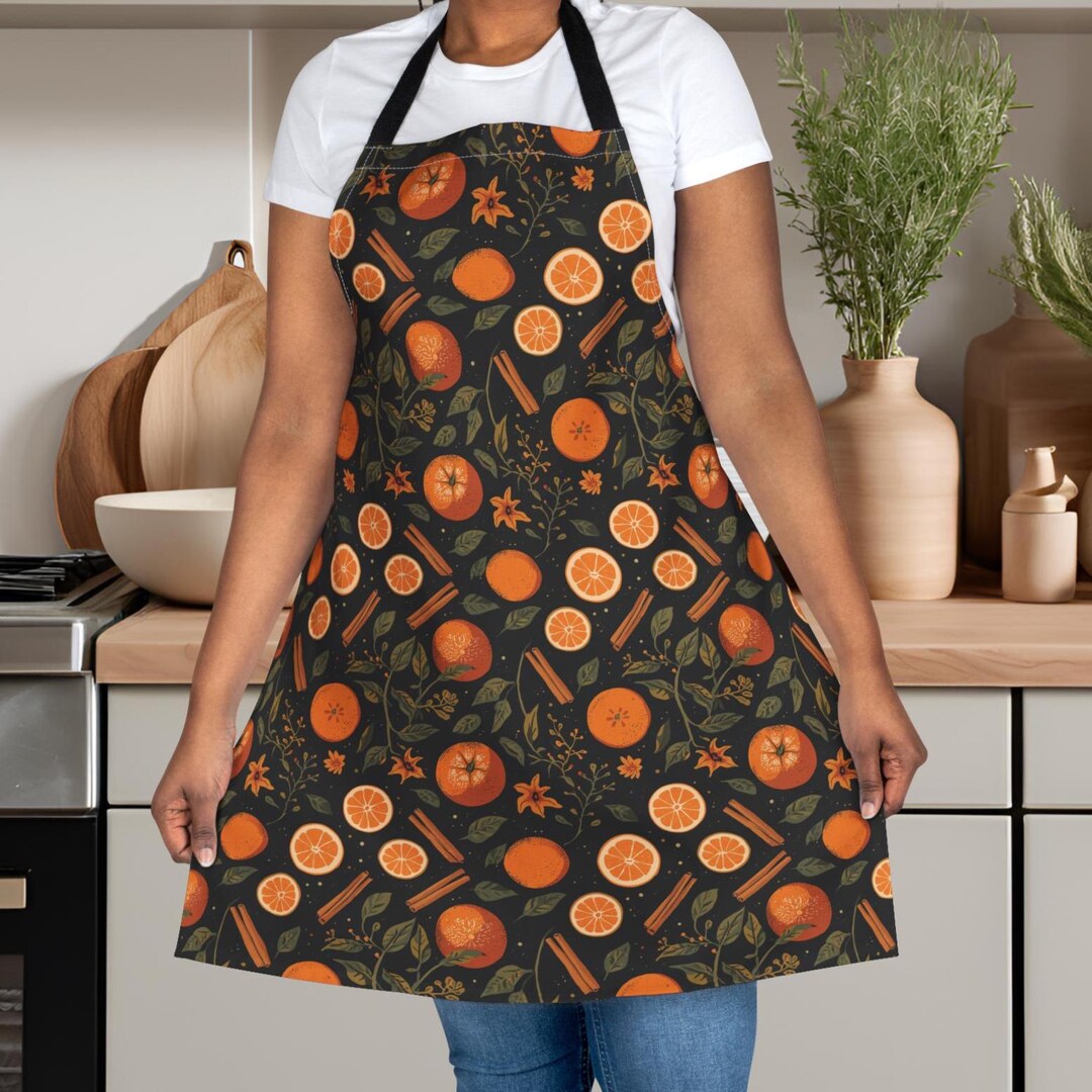 Winter Citrus Apron Orange Cinnamon Kitchen Gift Seasonal Home Chef ...
