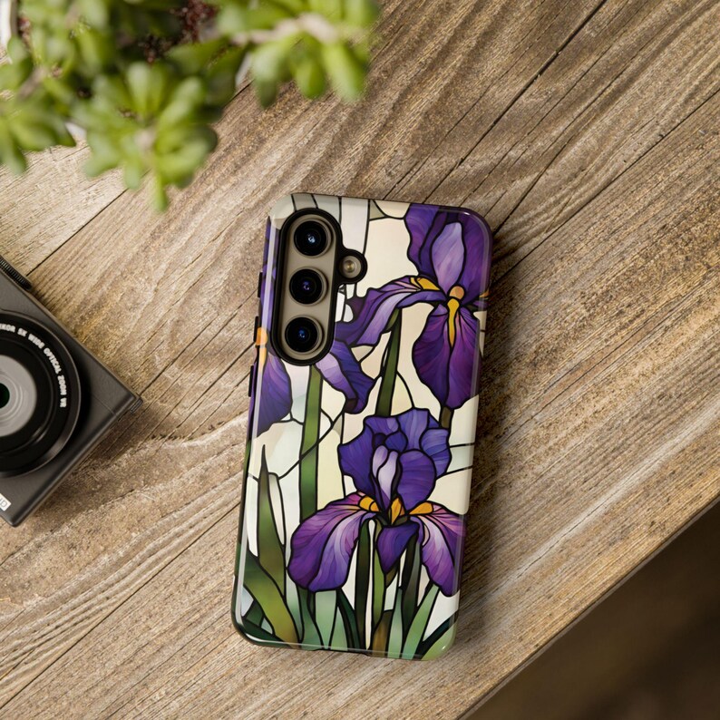 Stained Glass Iris Phone Case, glossy, Samsung Galaxy S24