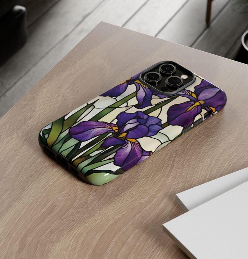 Stained Glass Iris Phone Case, glossy, iPhone 14 Pro Max