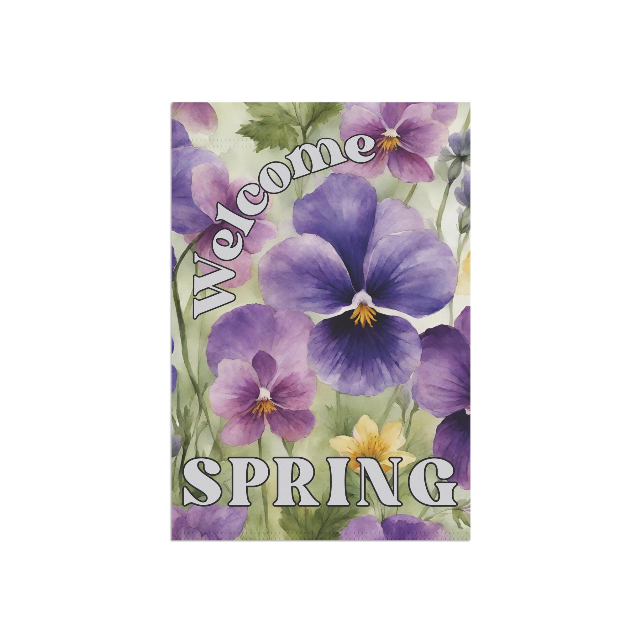 Welcome Violet Violets Garden Flag Welcome Spring Wildflower Outdoor Decor Purple ...