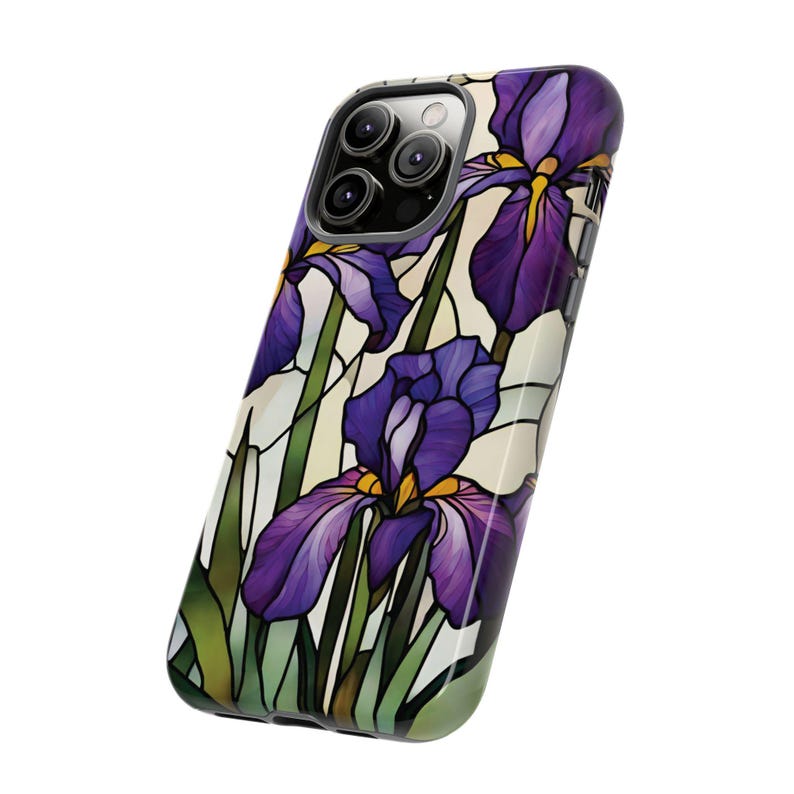Stained Glass Iris Phone Case, glossy, iPhone model