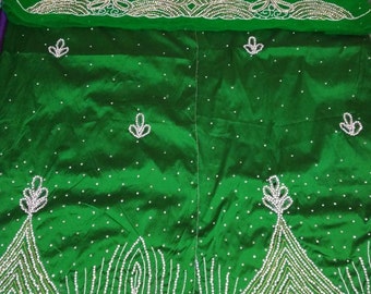 Nigerian Green George Fabric Material 2.5 + 2.5 Silk + 1.5 Net blouse