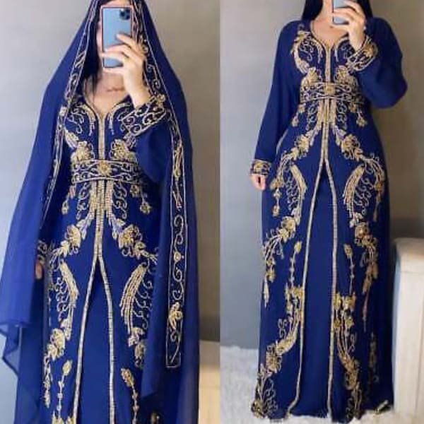 Caftans marocains Robe de créateur Robe abaya Caftan de créateur Style Dubaï Robe de mariage Robe en crêpe Tenue de soirée Robe de mariée Caftan Farasha