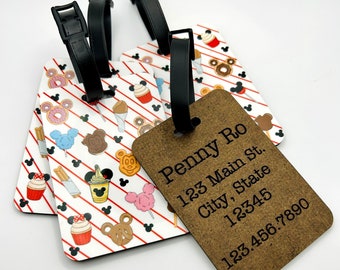 Personalized Magical Snacks Luggage Tag, Vacation Bound, Personalized Luggage Tag, Suitcase Tag, Magical Park Food