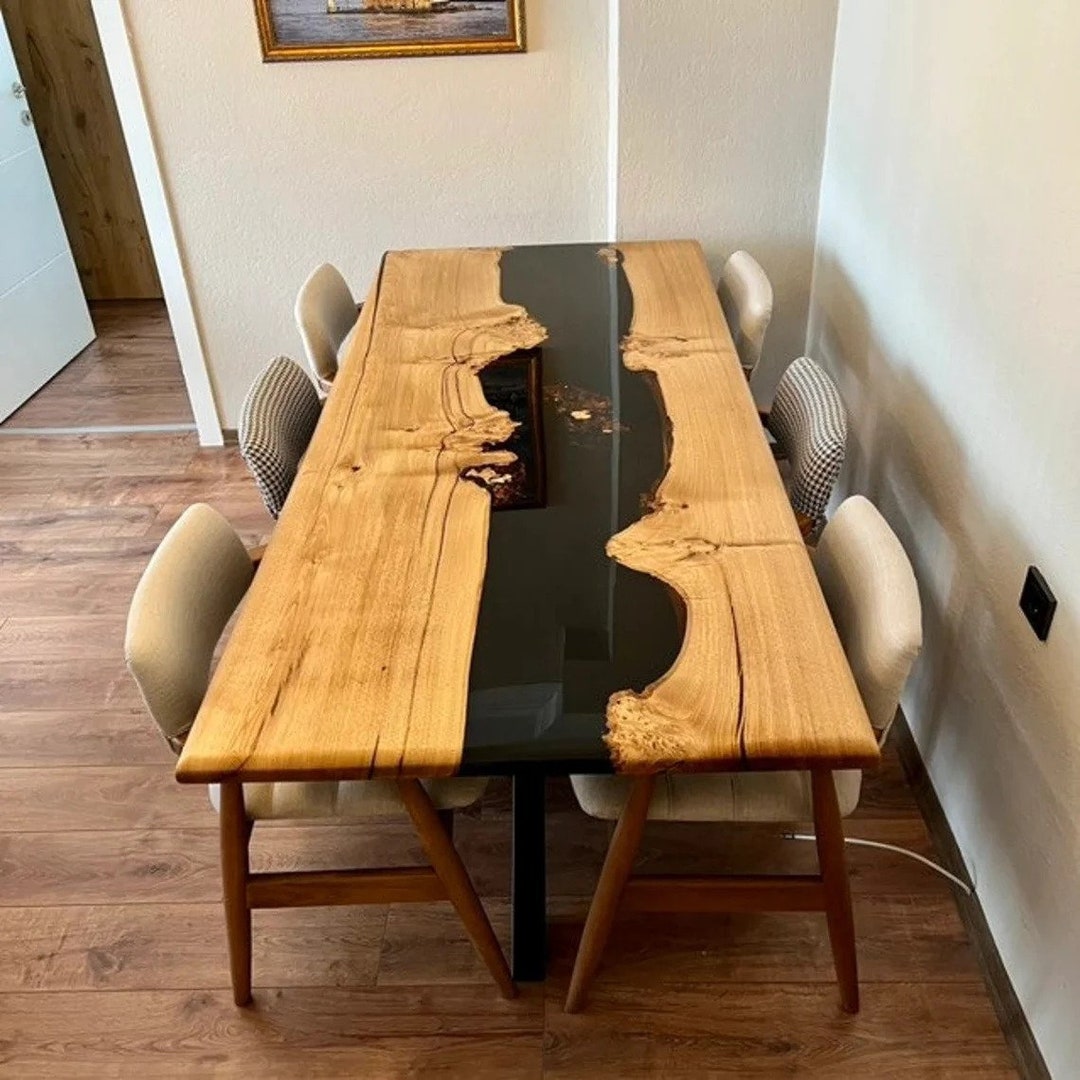 Epoxy Wood Conference Table Epoxy Dining Tabletop Live Edge Epoxy Table Eyecatching Epoxy