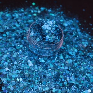 Glitter olografico blu francese, forniture di resina, glitter per nail art, forniture artigianali, arte del festival Foto e video reali. SENZA filtri.