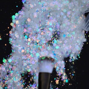 White mirror holographic glitter , resin supplies , nail art glitter , craft supplies , resin filler. Real photo and video . NO filters