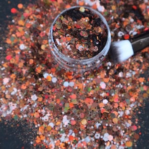 Brilho holográfico de outono marrom, suprimentos de resina, glitter para nail art, suprimentos para artesanato, arte de festival Foto e vídeo reais. Sem filtros.