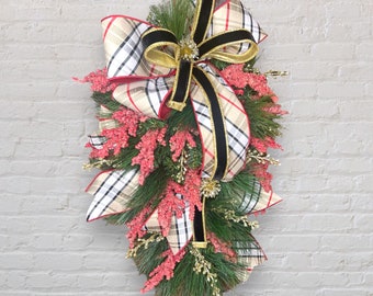 Traditional mixed berry Christmas Swag | winter wreath | rustic swag | XXL Christmas swag| pine teardrop swag | red berries | farmhouse