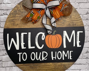 Pumpkin door hanger, wooden door hanger, thanksgiving door hanger, autumn decor,  Door Hanger front door, welcome door hanger, housewarming