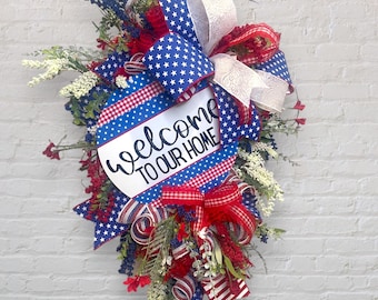 Fourth of July front door wreath | front door wreath | Happy 4th of July | Forth of July decor | door wreath | firecracker wreath