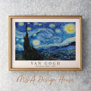 The Starry Night Print, Van Gogh Print, Van Gogh Painting, Exhibition Wall Art, Van Gogh Wall Art, Van Gogh Wall Decor