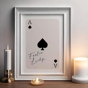 Impressão de Ás de Espadas, Pôster de Cartas de Baralho, Arte de Parede Retro Moderna, Pôster de Bar, Impressão de Cassino, Decoração Estética de Dormitório, Parede de Galeria de Casa Moderna