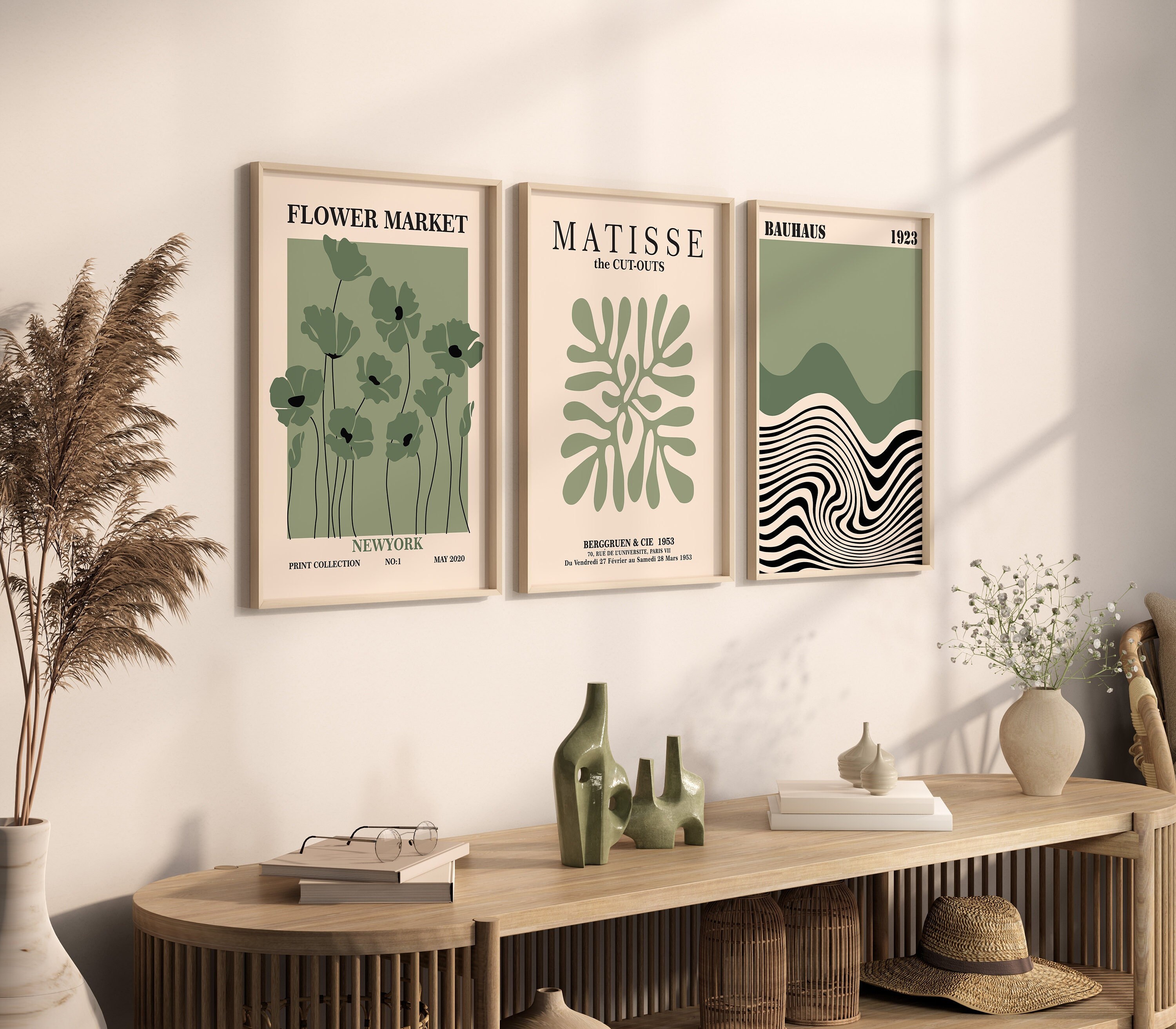 Sage Green Gallery Wall Set Exhibition Set Of 3 Prints Photo Inspiration