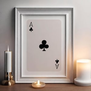 Stampa trendy Ace of Clubs, poster di carte da gioco, arte murale retrò alla moda, stampa estetica retrò alla moda, poster retrò, arte murale alla moda