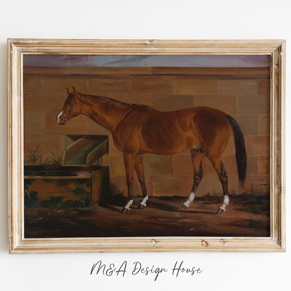 Portrait of Lexington, Vintage Horses Print, Horse Wall Art, Farmhouse Wall Art, Horse Oil Painting, Printable Vintage Print, Horse Print