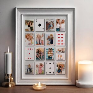 Collage de fotos de naipes personalizado, arte de pared de mejores amigos, arte de pared de amistad personalizado, decoración de dormitorio, regalo universitario para mejores amigos