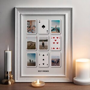 Collage de photos de cartes à jouer personnalisé, art mural meilleurs amis, art mural amitié personnalisé, décoration de dortoir, idée cadeau meilleure amie pour elle