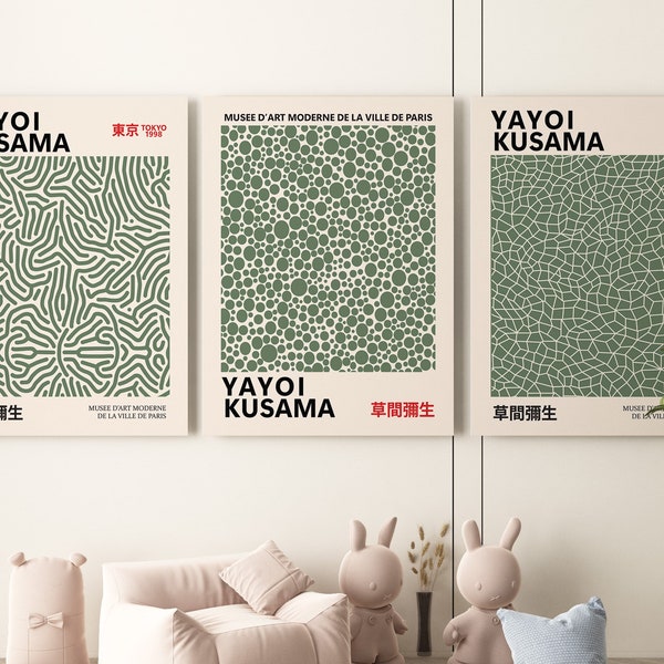 Yayoi Kusama Sage Green Print Set of 3 main image 0