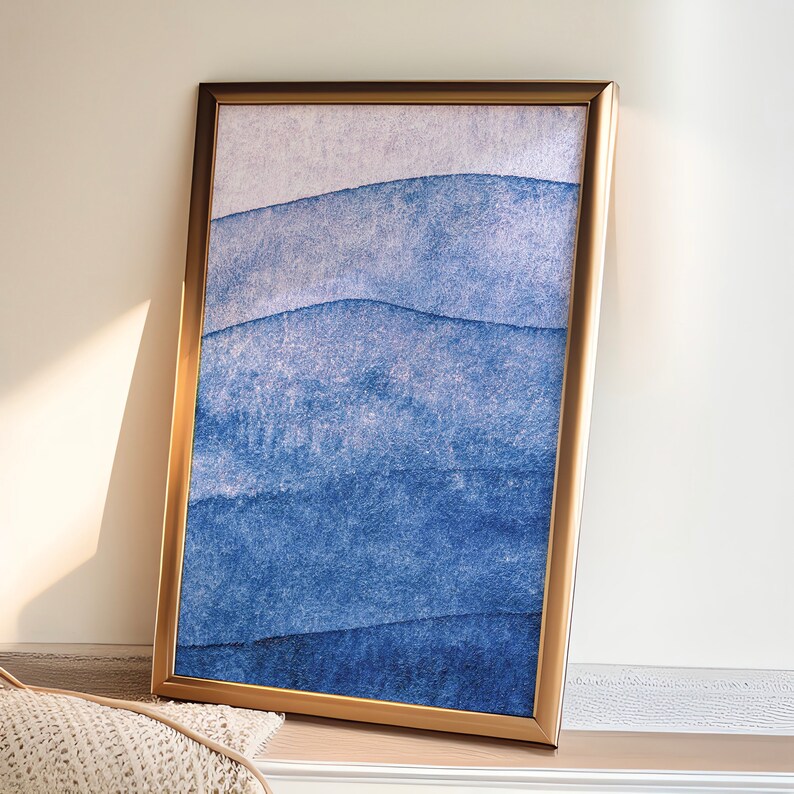 Navy Blue Wall Art Set of 2, Printable Wall Art, Modern Wall Art, Blue