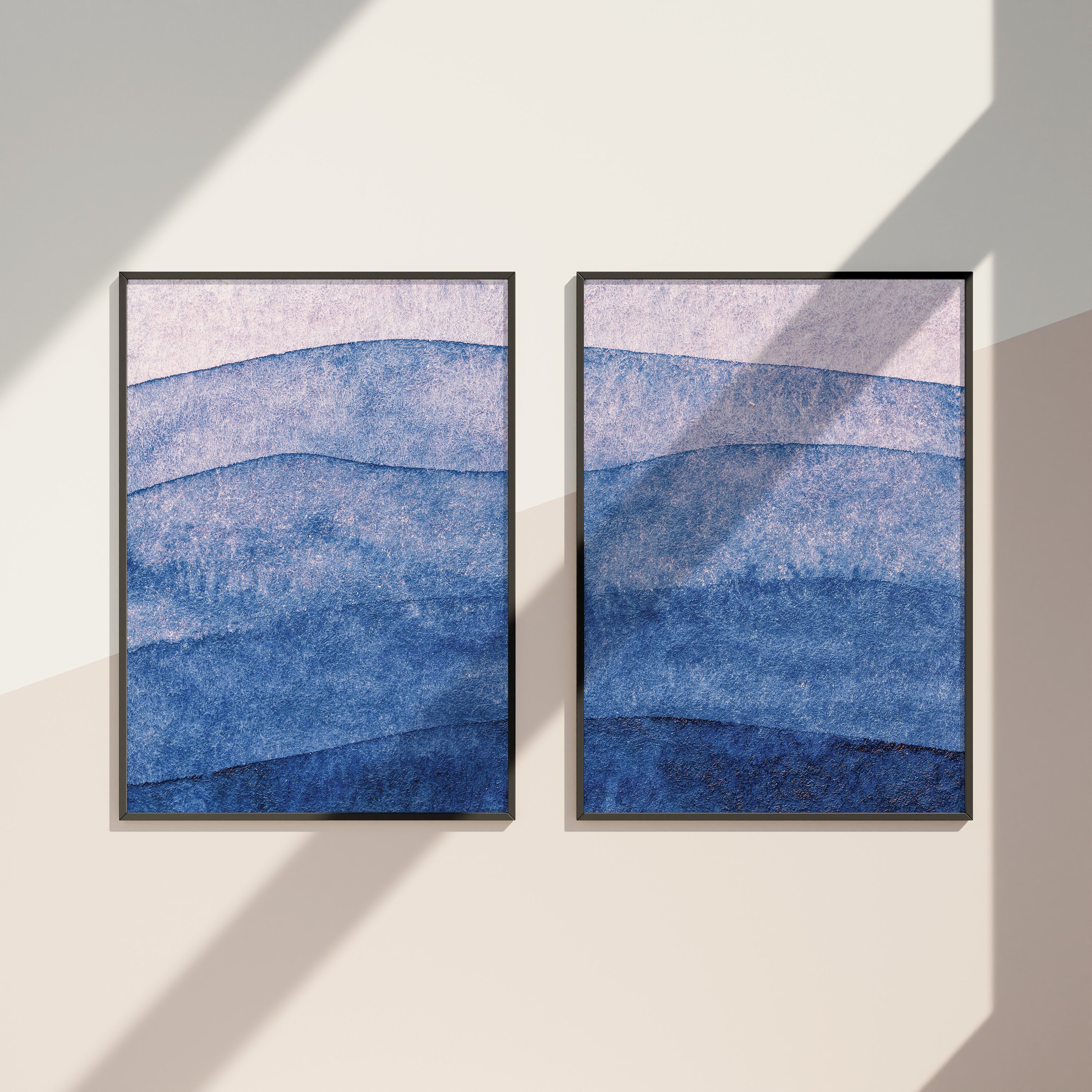 Navy Blue Wall Art Set of 2, Printable Wall Art, Modern Wall Art, Blue ...