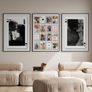 Ensemble de 3 collages de photos de cartes à jouer personnalisées, art mural meilleurs amis, art mural amitié personnalisé, art mural couple, impression photo de couple